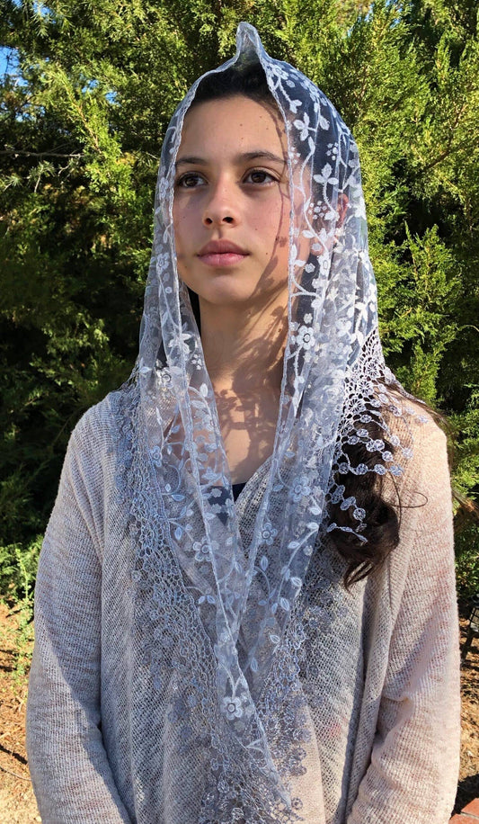 Cherry Blossom Church Veil - GRAY 48″ x 13"