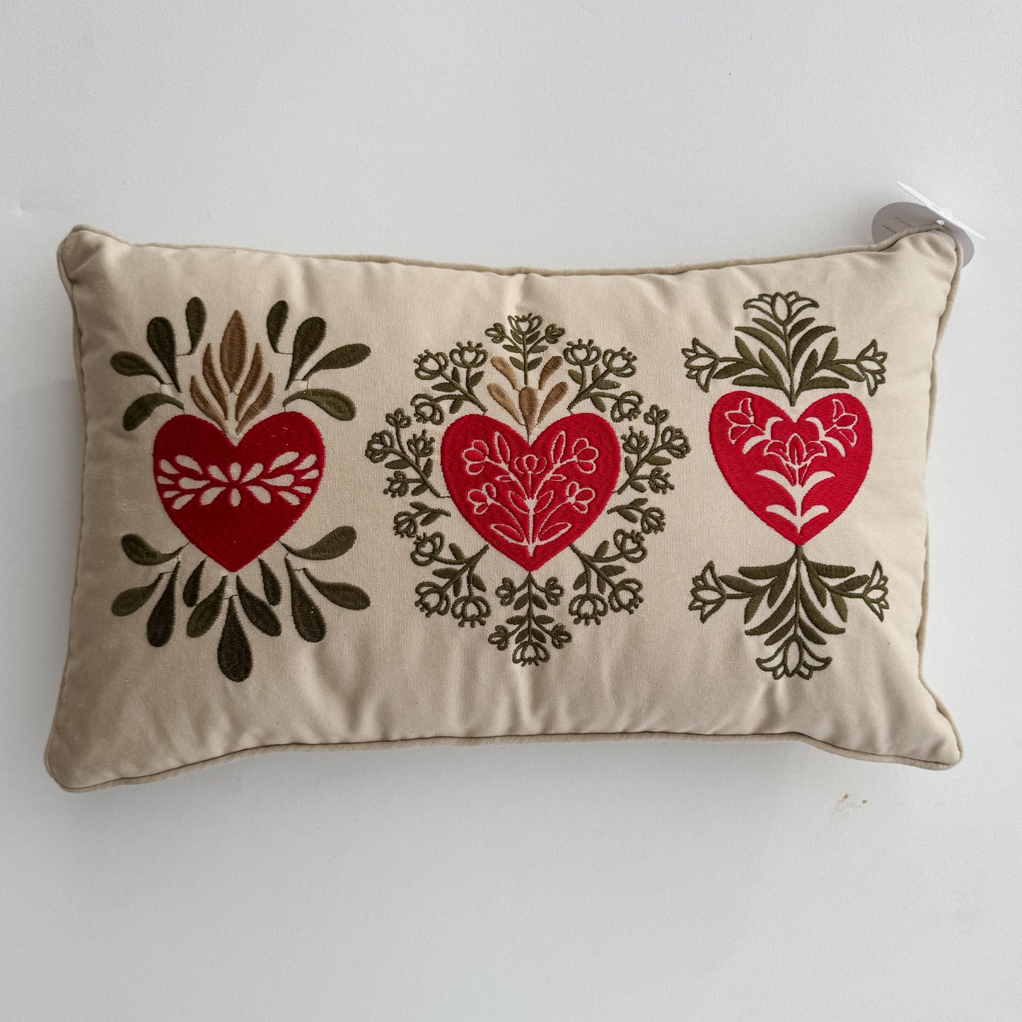 Holy Family Hearts Embroidered Lumbar Pillow Cover