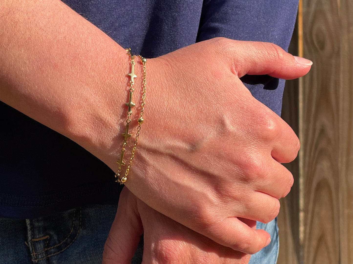 Elegant Cross Gold Plated 304 Stainless Steel Bracelet