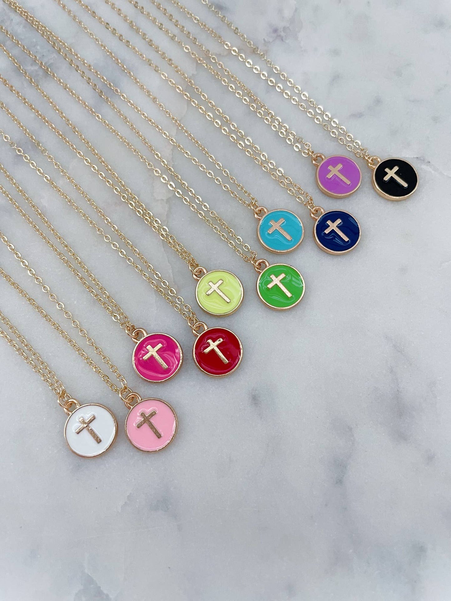 Kids Necklace, Cross Necklace, Cross Jewelry, Religious Gift: Hot pink / Child-sized (adjustable)