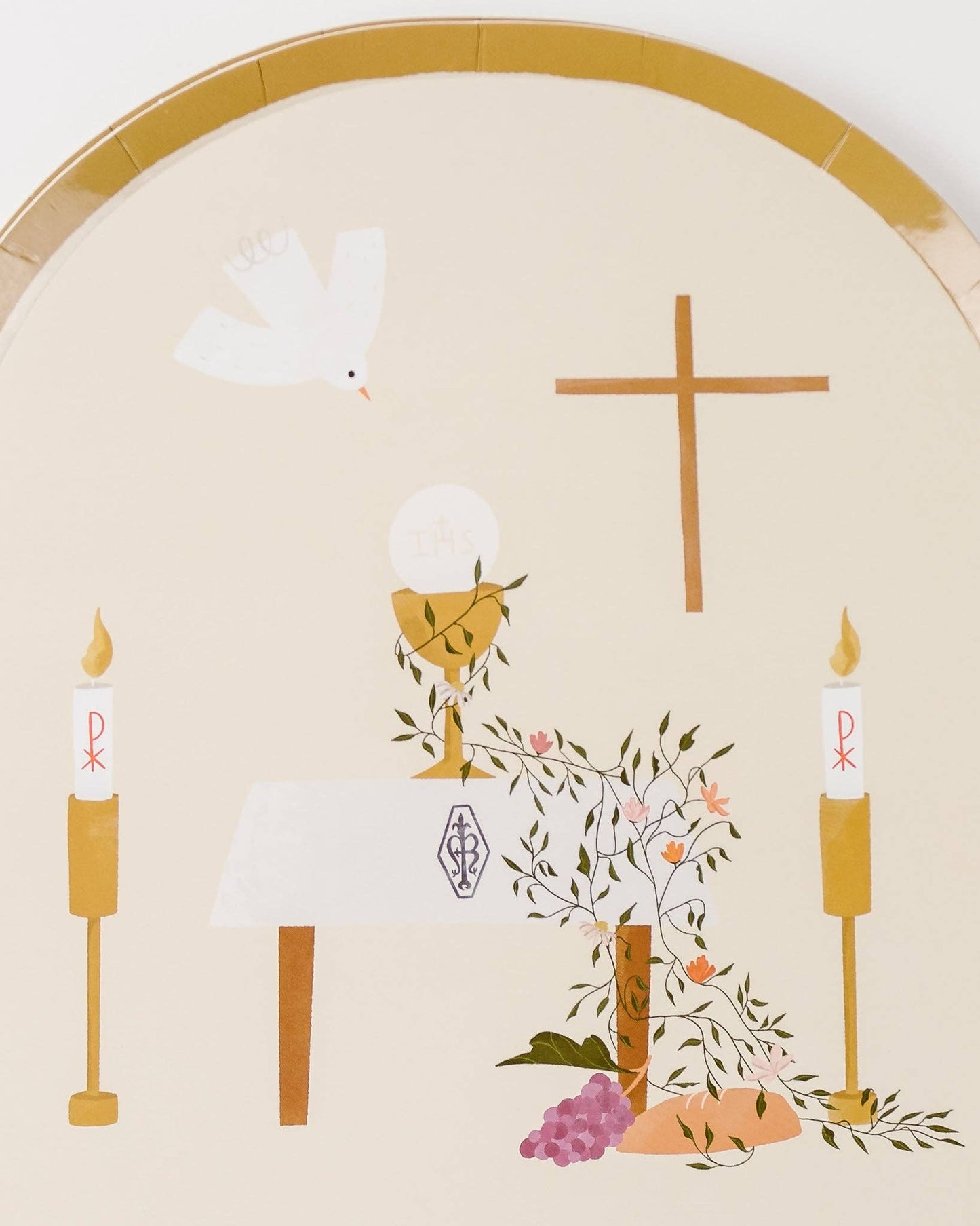 Communion Dinner Plates | Catholic Party Paper Goods - 8 plates in a set
