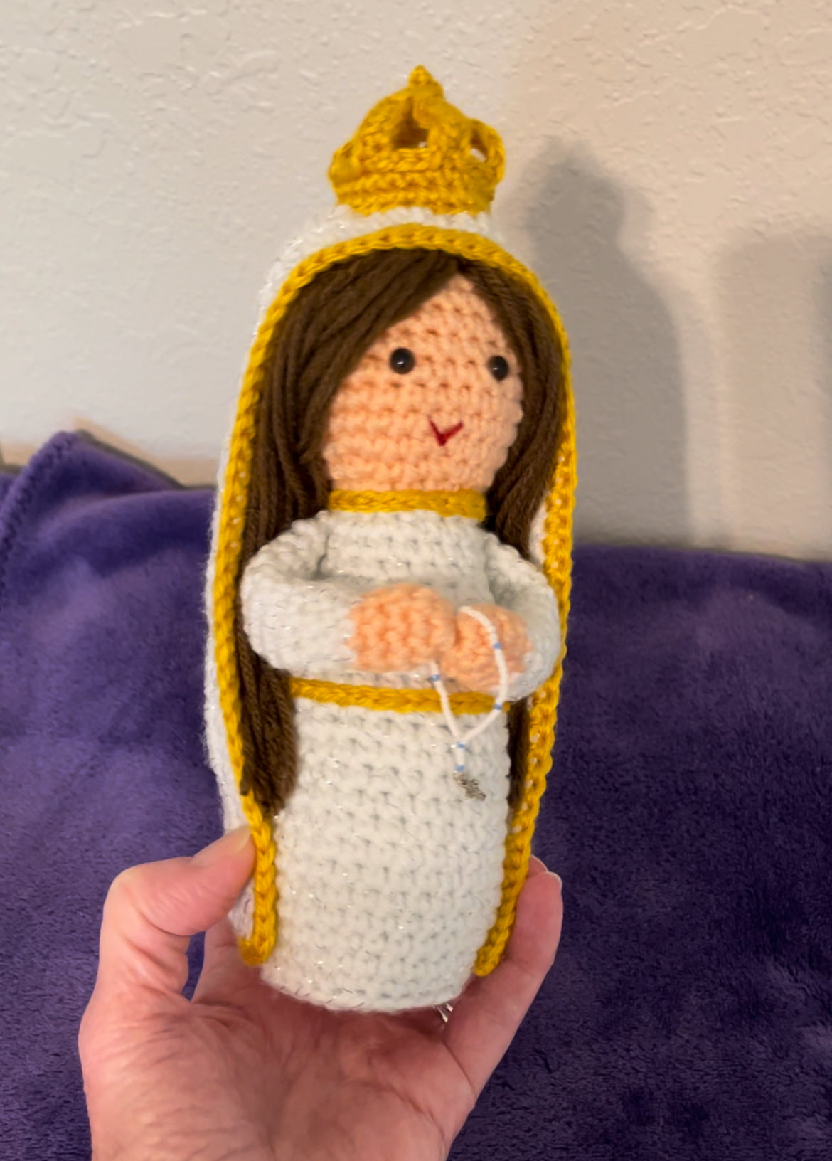 Crocheted Our Lady of Fatima doll