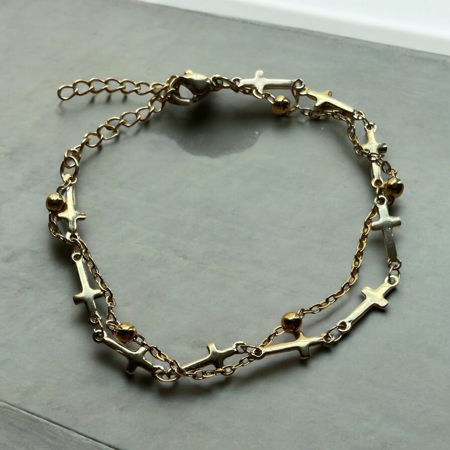 Elegant Cross Gold Plated 304 Stainless Steel Bracelet