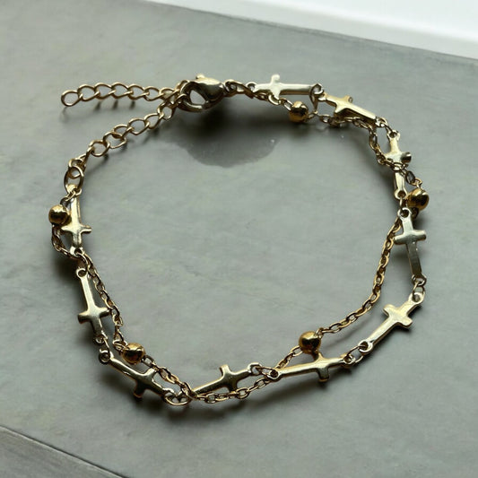 Elegant Cross Gold Plated 304 Stainless Steel Bracelet