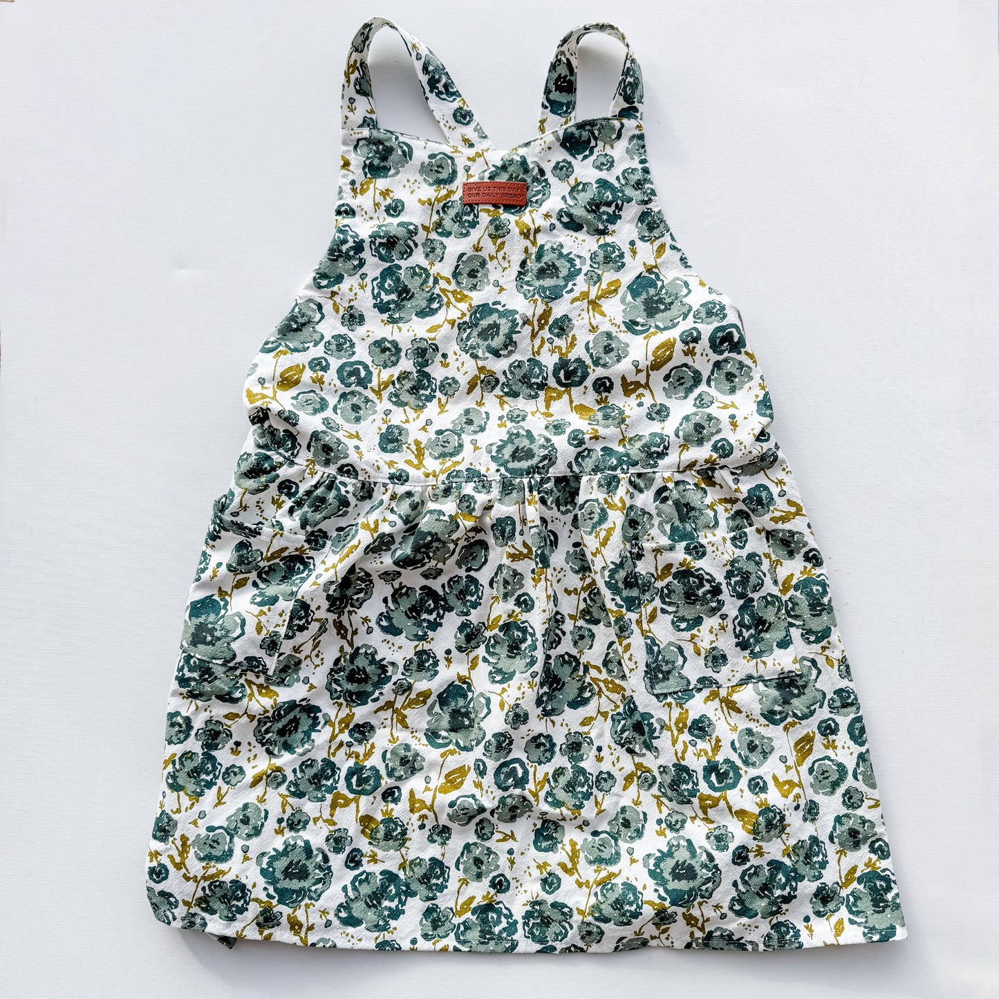 Blue Floral Catholic Christian Bible Scripture Apron