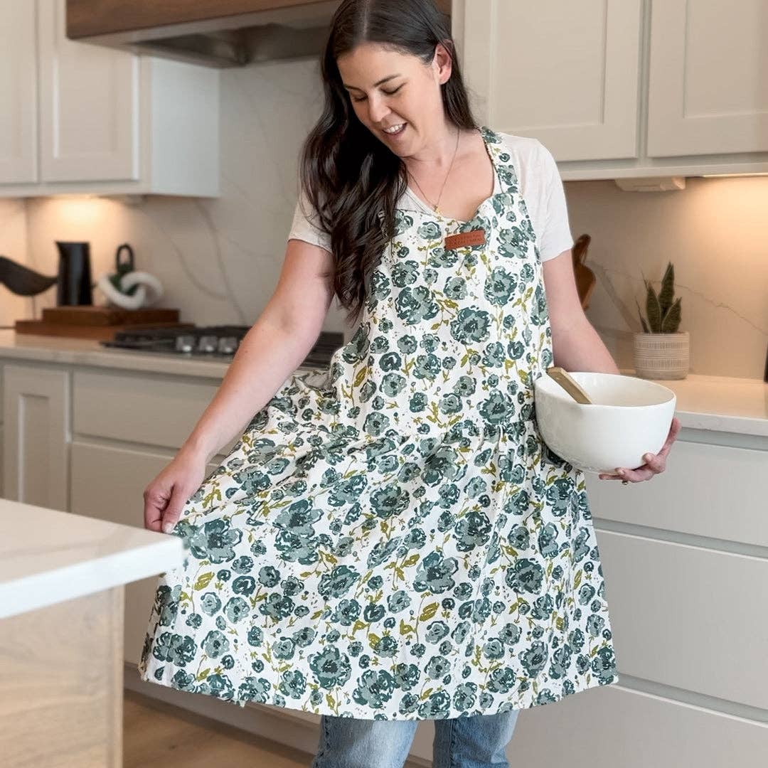 Blue Floral Catholic Christian Bible Scripture Apron