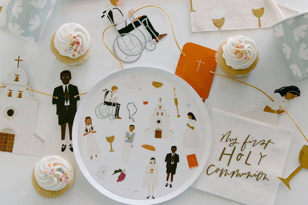 First Communion Cocktail Plates | Catholic Party Paper Goods