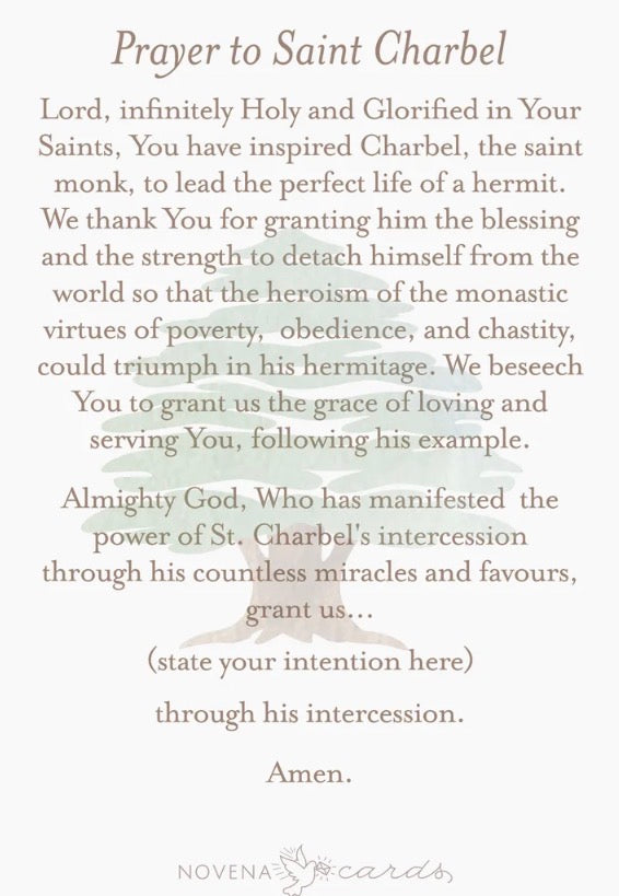 St. Charbel Prayer Card