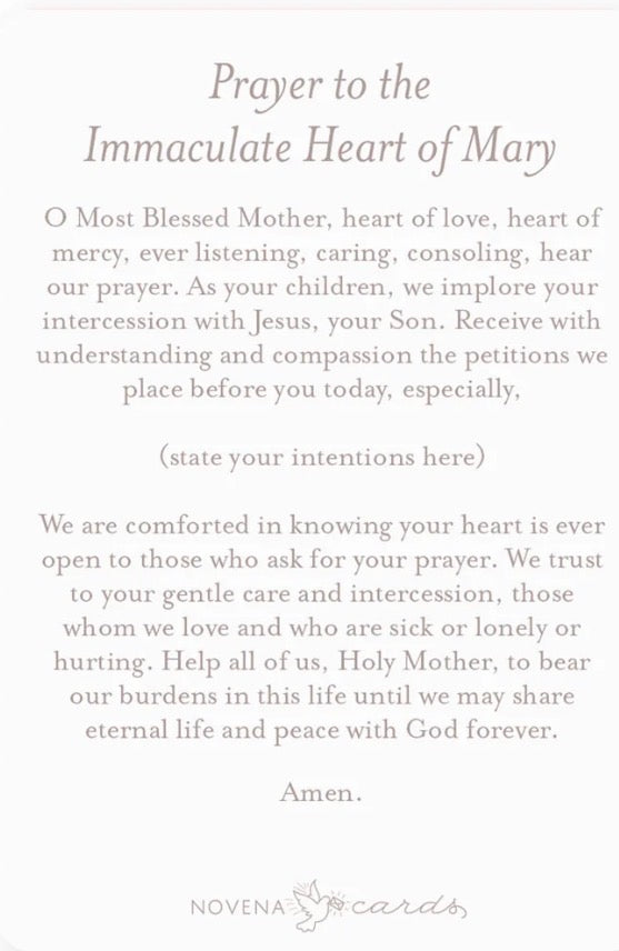 Immaculate Heart of Mary Prayer Card