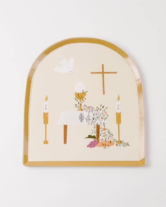 Communion Dinner Plates | Catholic Party Paper Goods - 8 plates in a set
