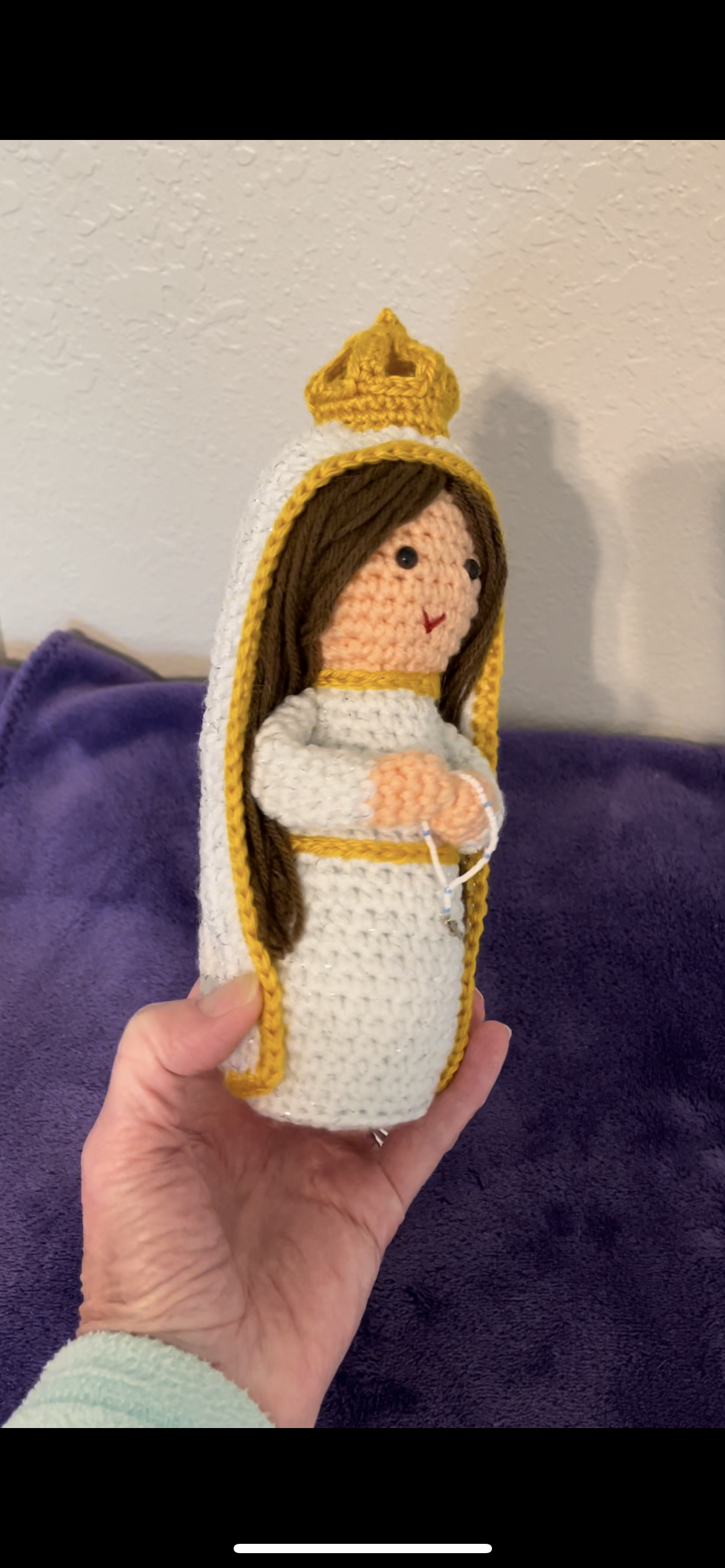 Crocheted Our Lady of Fatima doll
