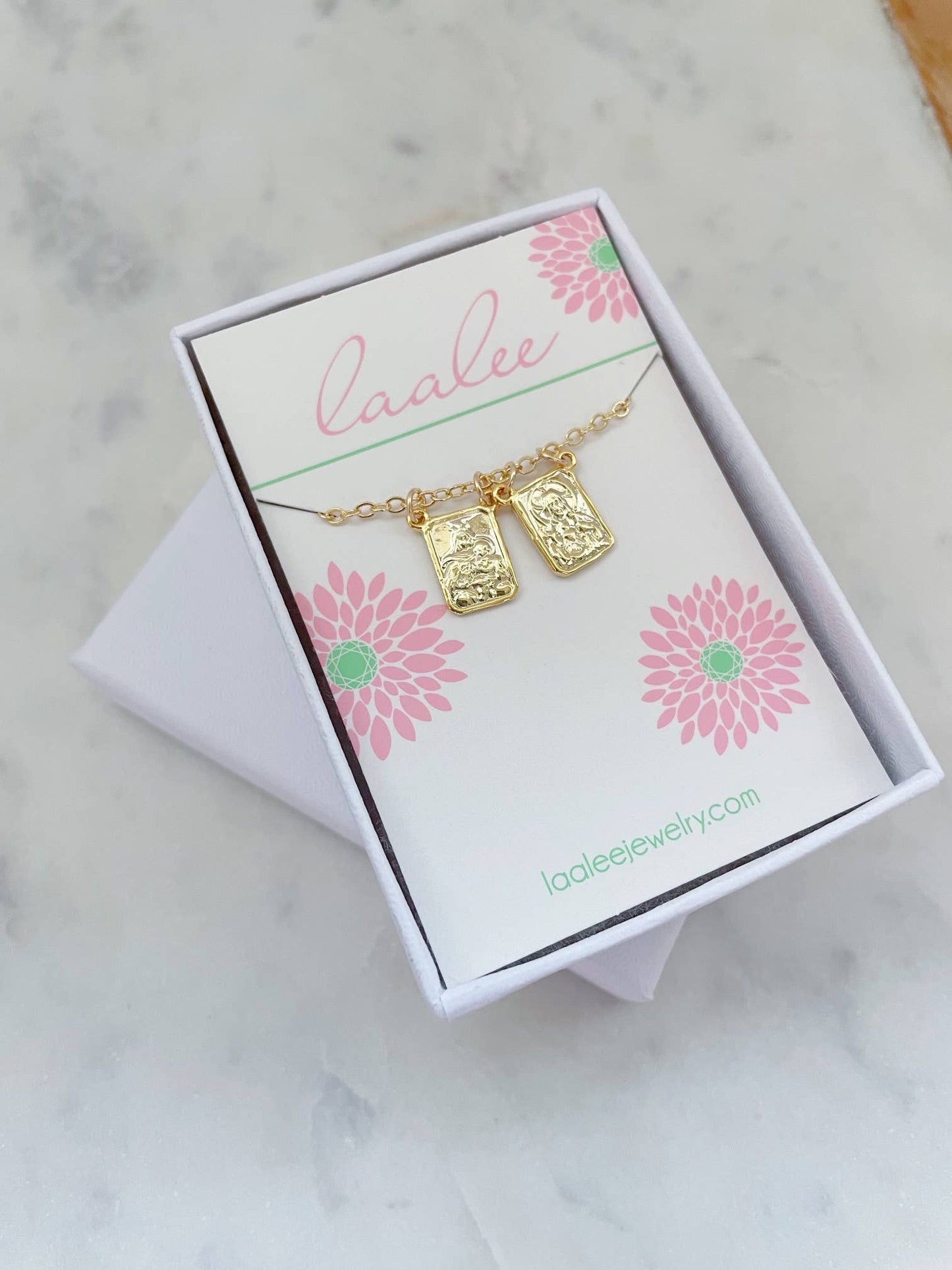 Gold Scapular Necklace Jewelry, Mary Catholic Religious Gift: 18"(most popular)