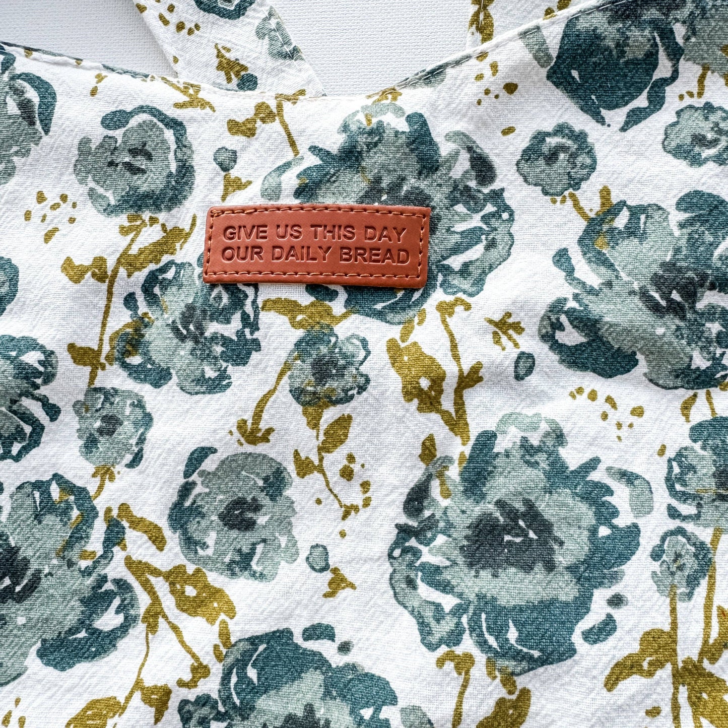 Blue Floral Catholic Christian Bible Scripture Apron