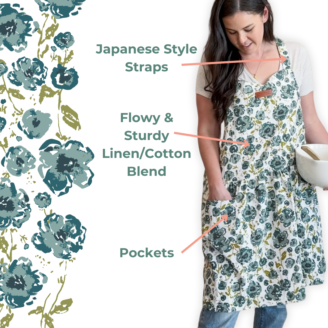 Blue Floral Catholic Christian Bible Scripture Apron