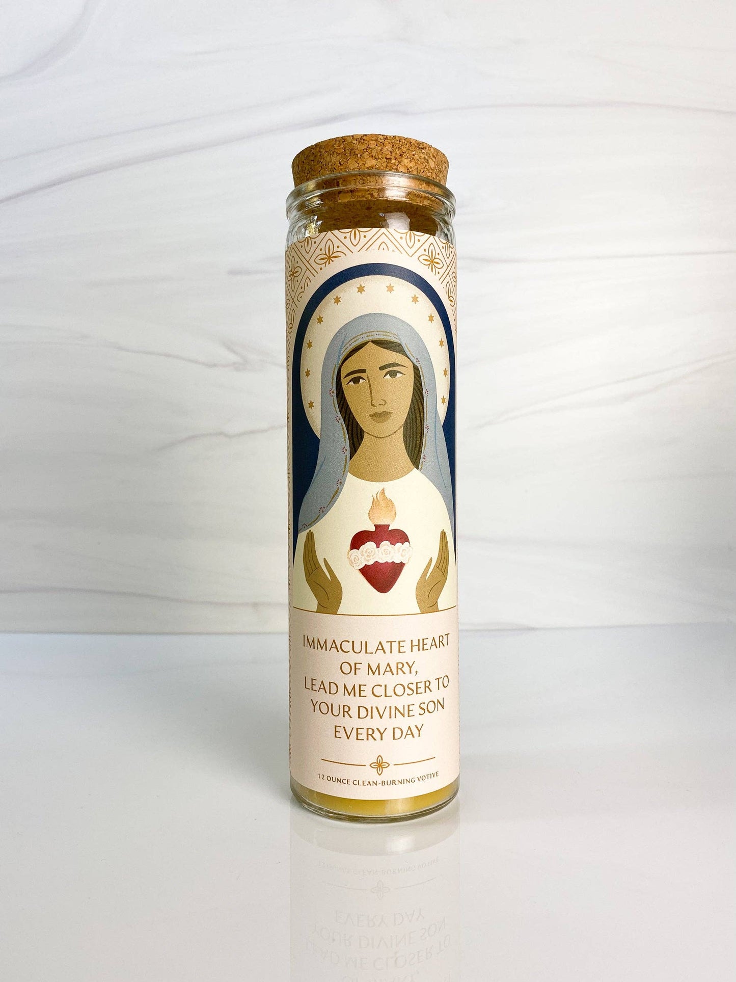 Candle: Immaculate Heart of Mary Votive: Coconut Soy – Rose Petals