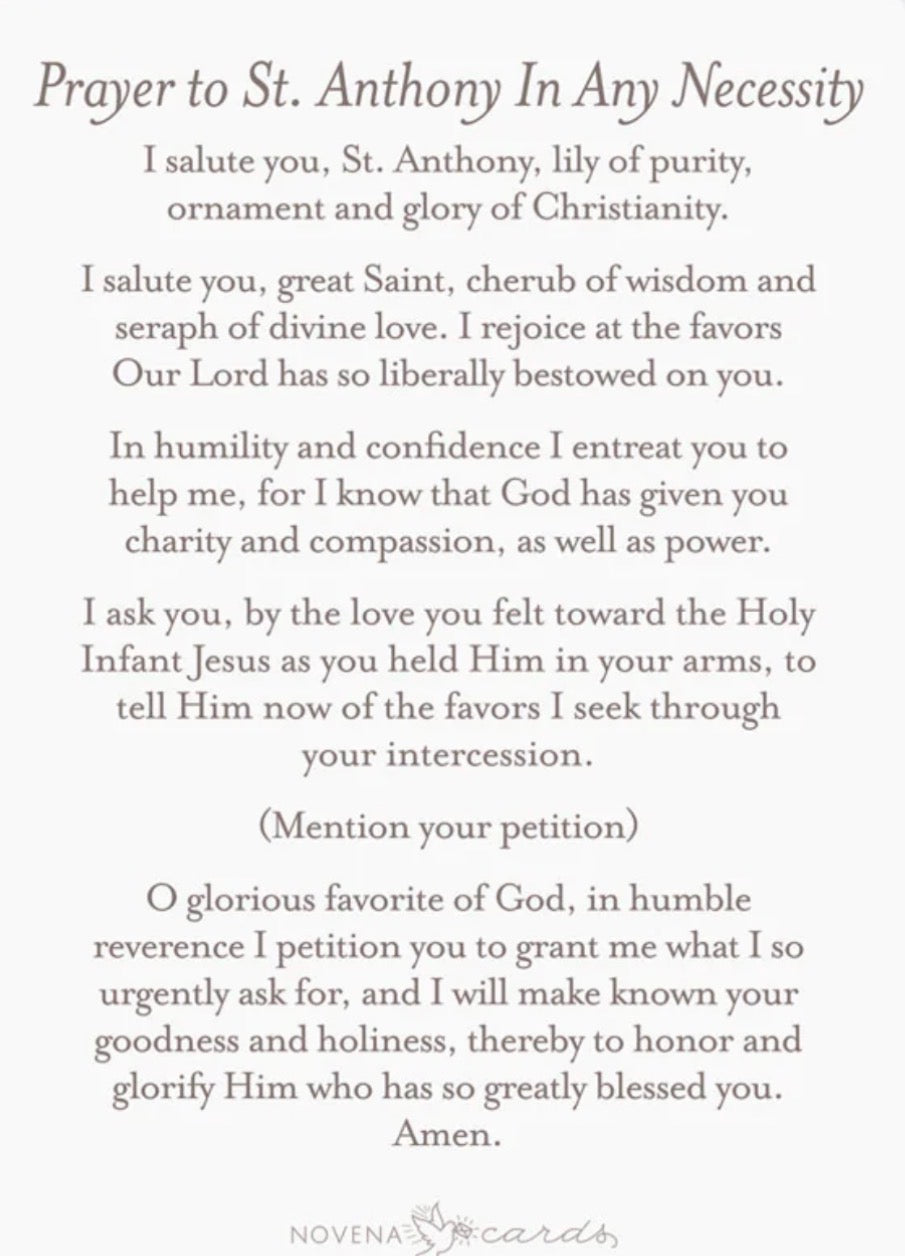 St. Anthony Prayer Card