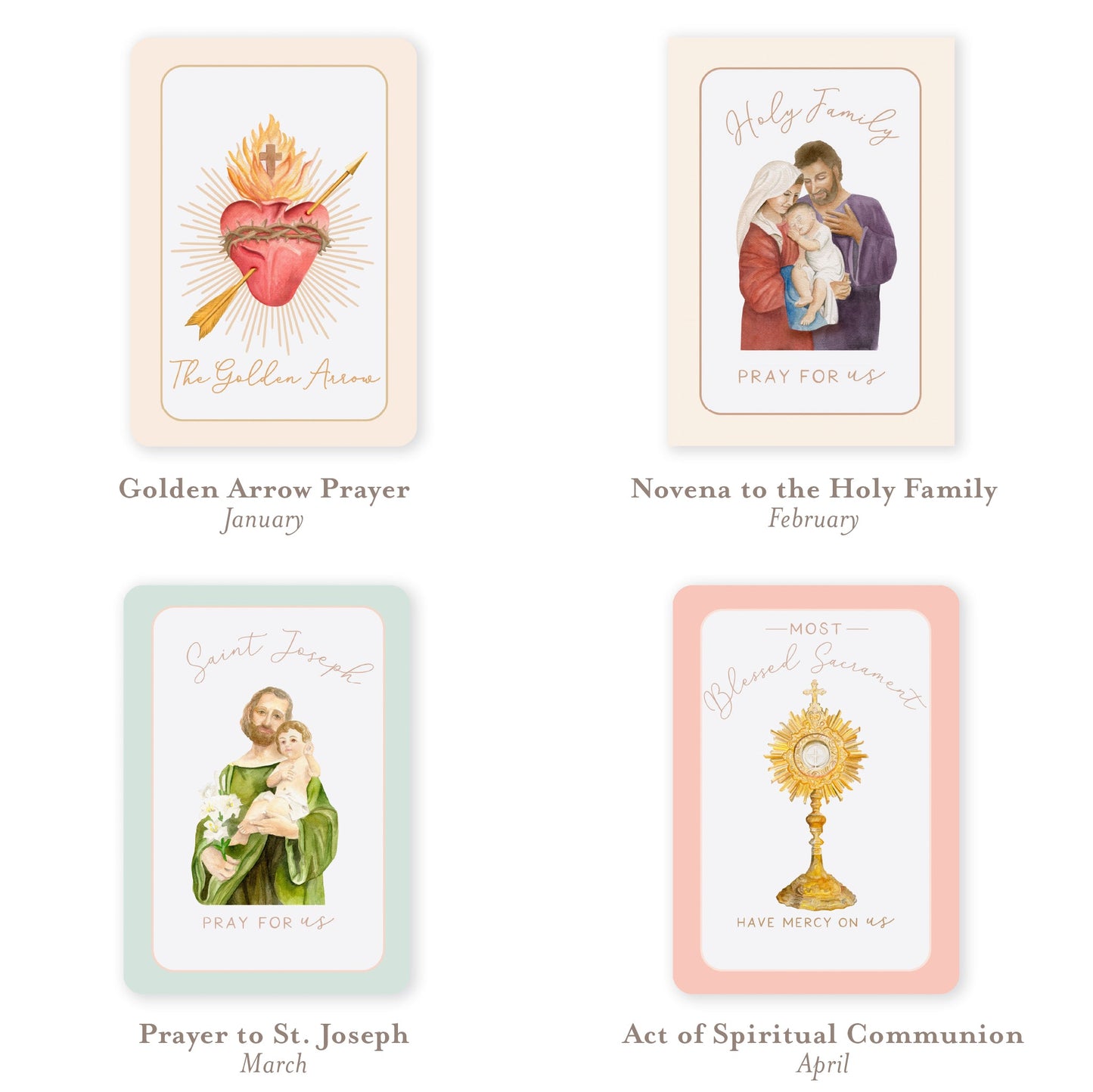 Catholic Monthly Devotion Prayer Card Bundle