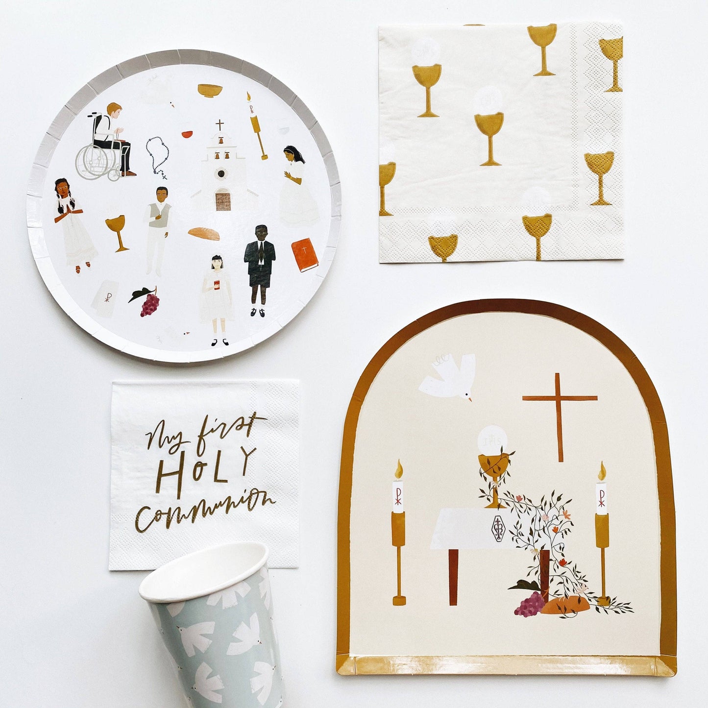 First Communion Cocktail Plates | Catholic Party Paper Goods