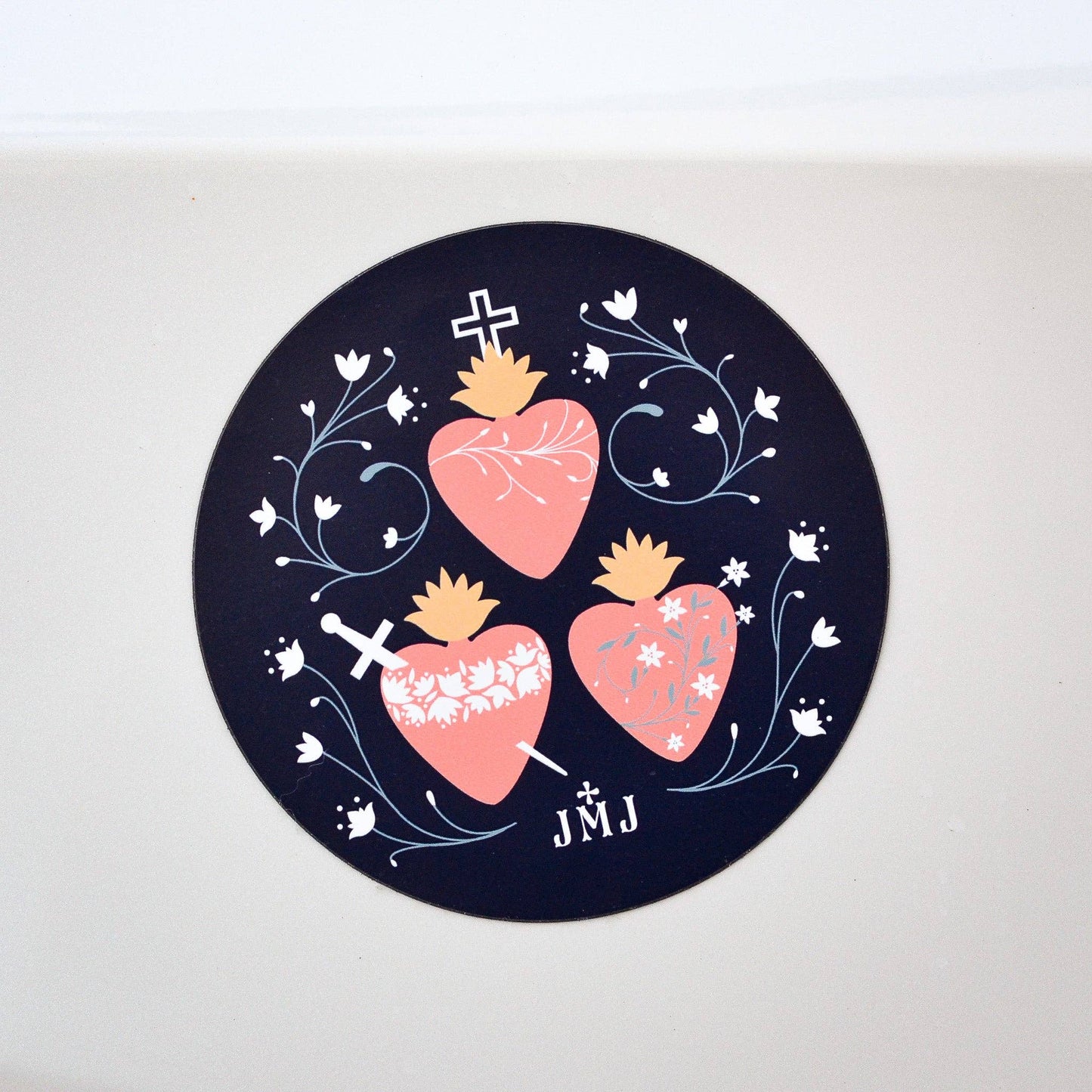 Holy Family Hearts Car Magnet
