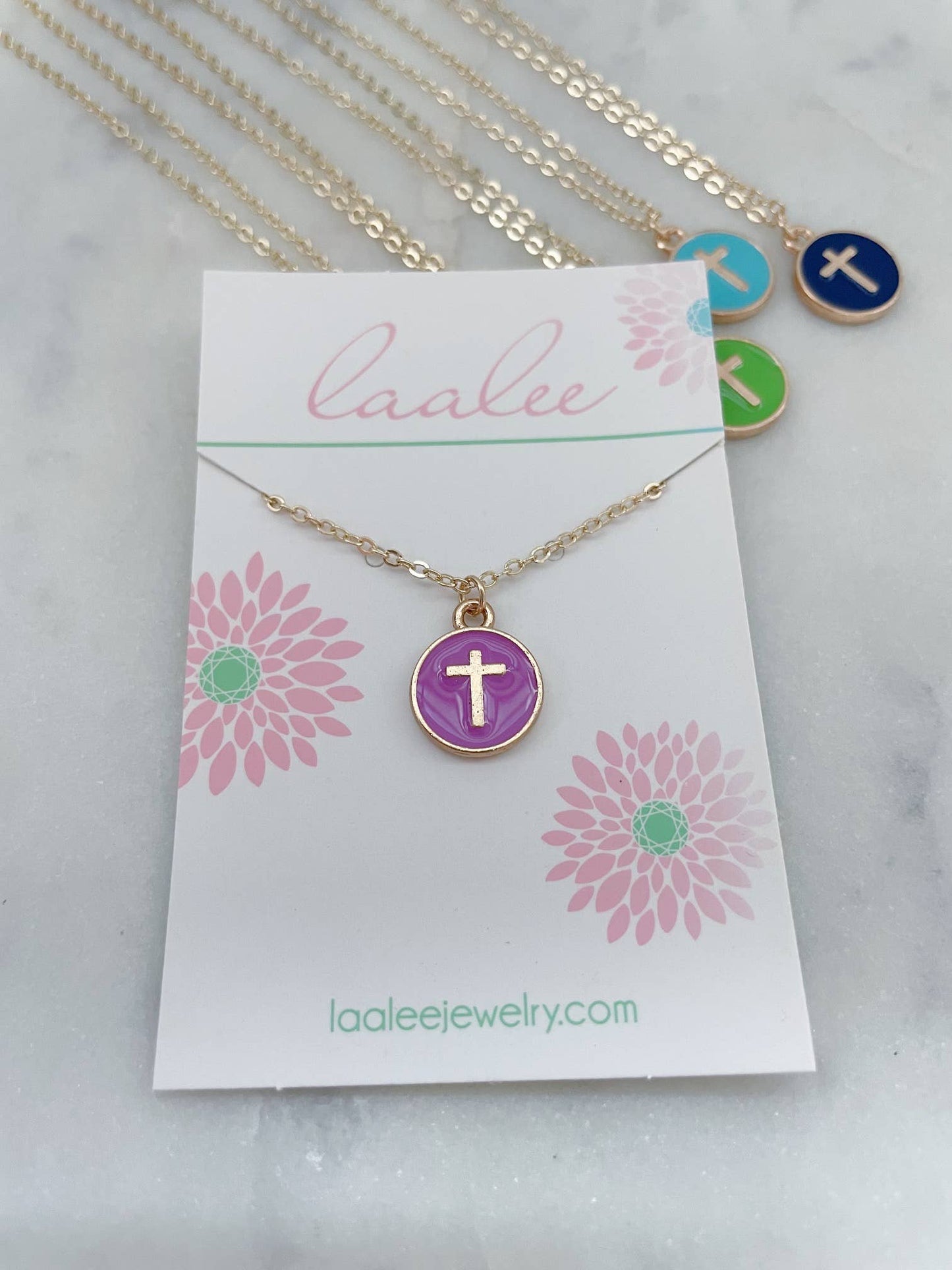 Kids Necklace, Cross Necklace, Cross Jewelry, Religious Gift: Hot pink / Child-sized (adjustable)
