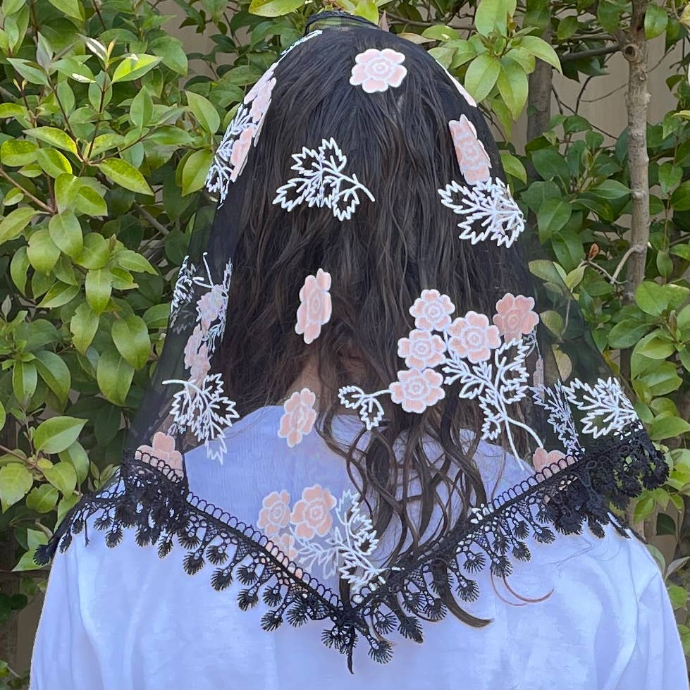 Mystic Rose Veil  -BLACK            60" x 22"
