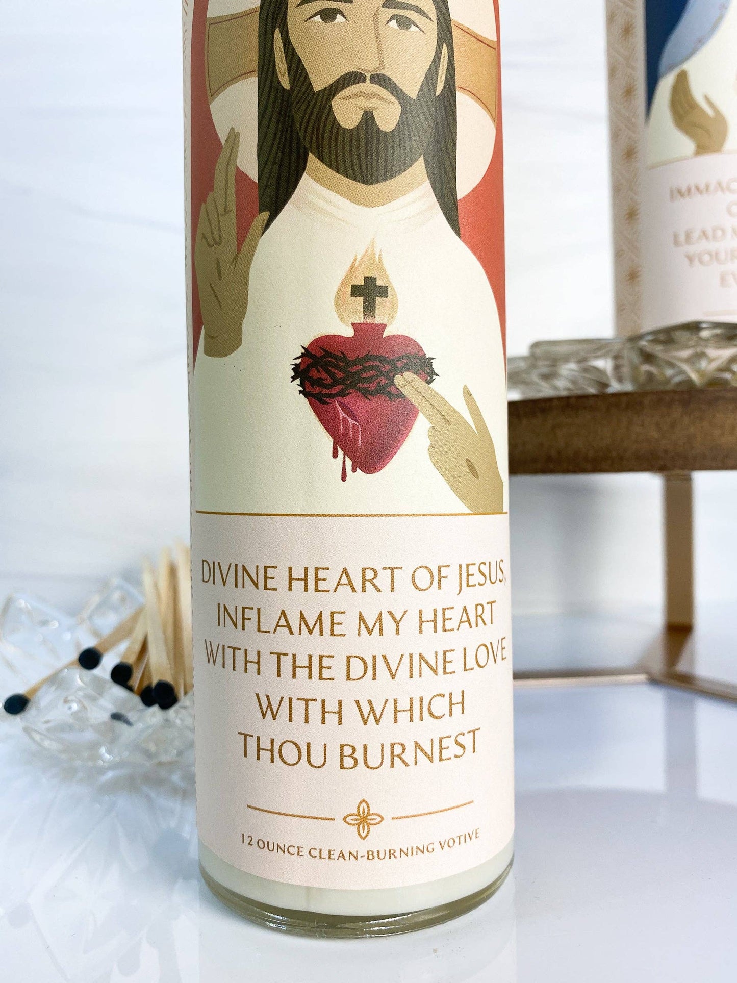 “Smells like a prayer” Candle: Sacred Heart of Jesus Votive: Coconut Soy – Chrism