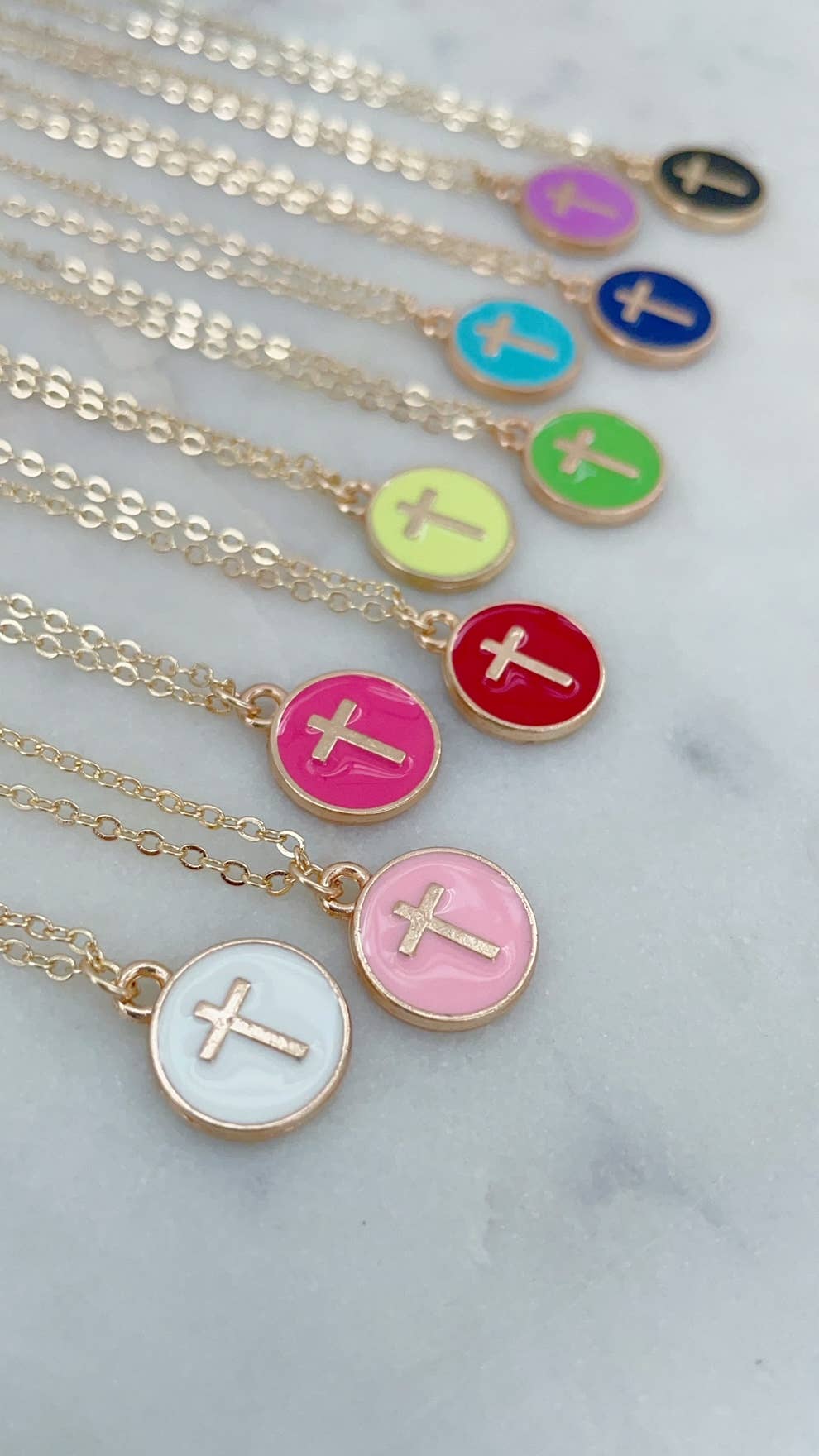 Kids Necklace, Cross Necklace, Cross Jewelry, Religious Gift: Hot pink / Child-sized (adjustable)