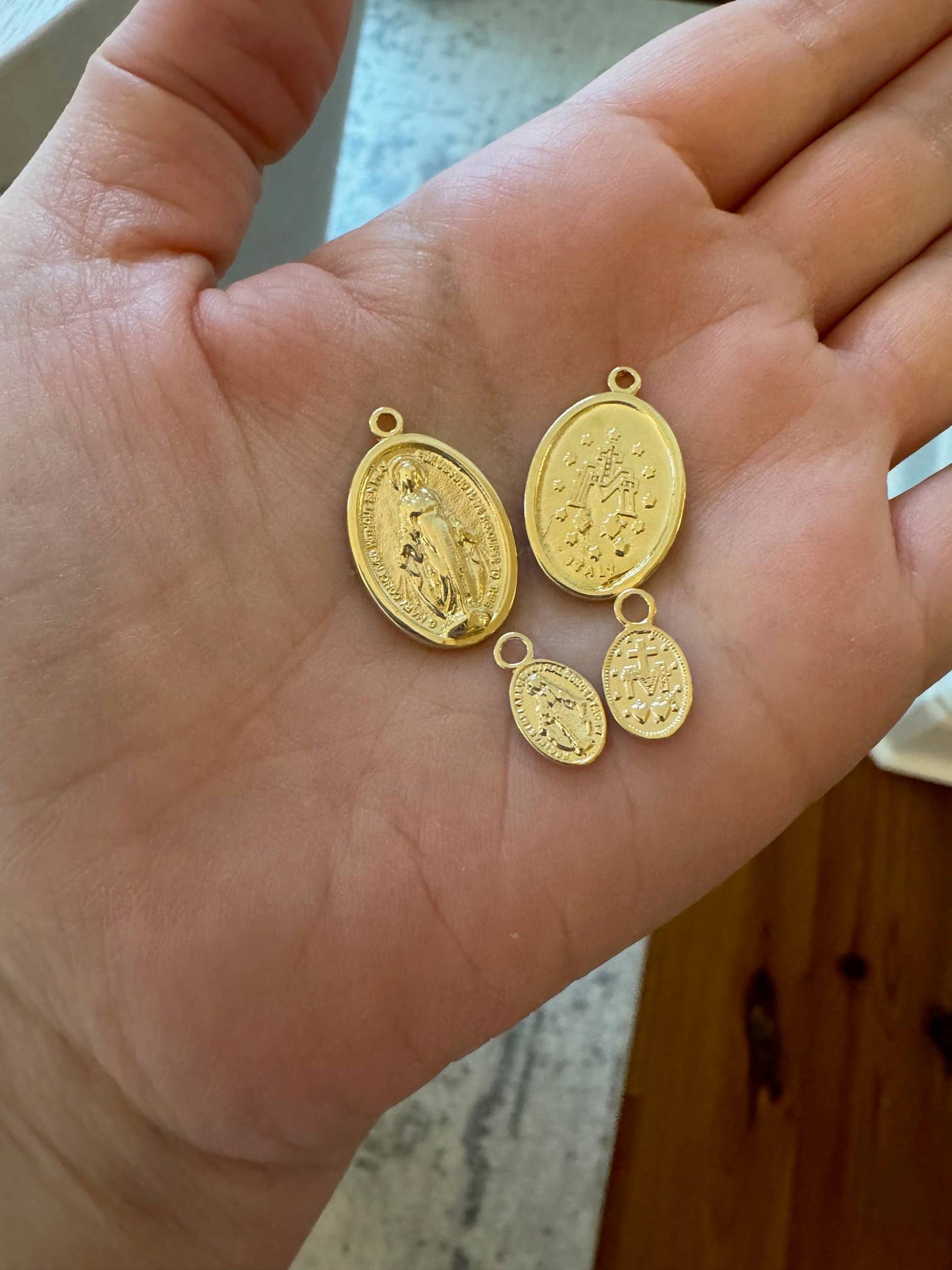 Cross Necklace, large Virgin Mary Miraculous Medal