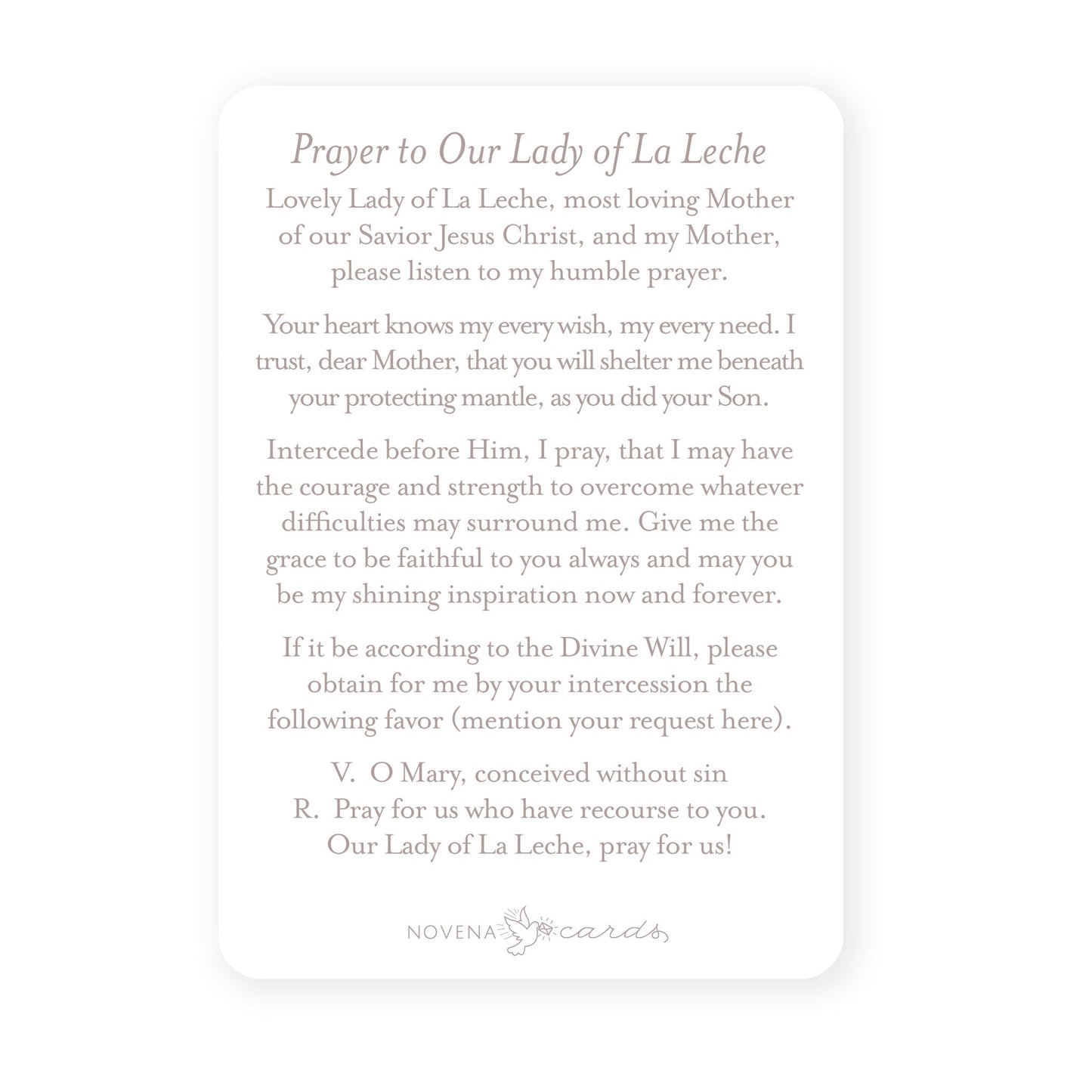Our Lady of La Leche Prayer Card | Pray for Us