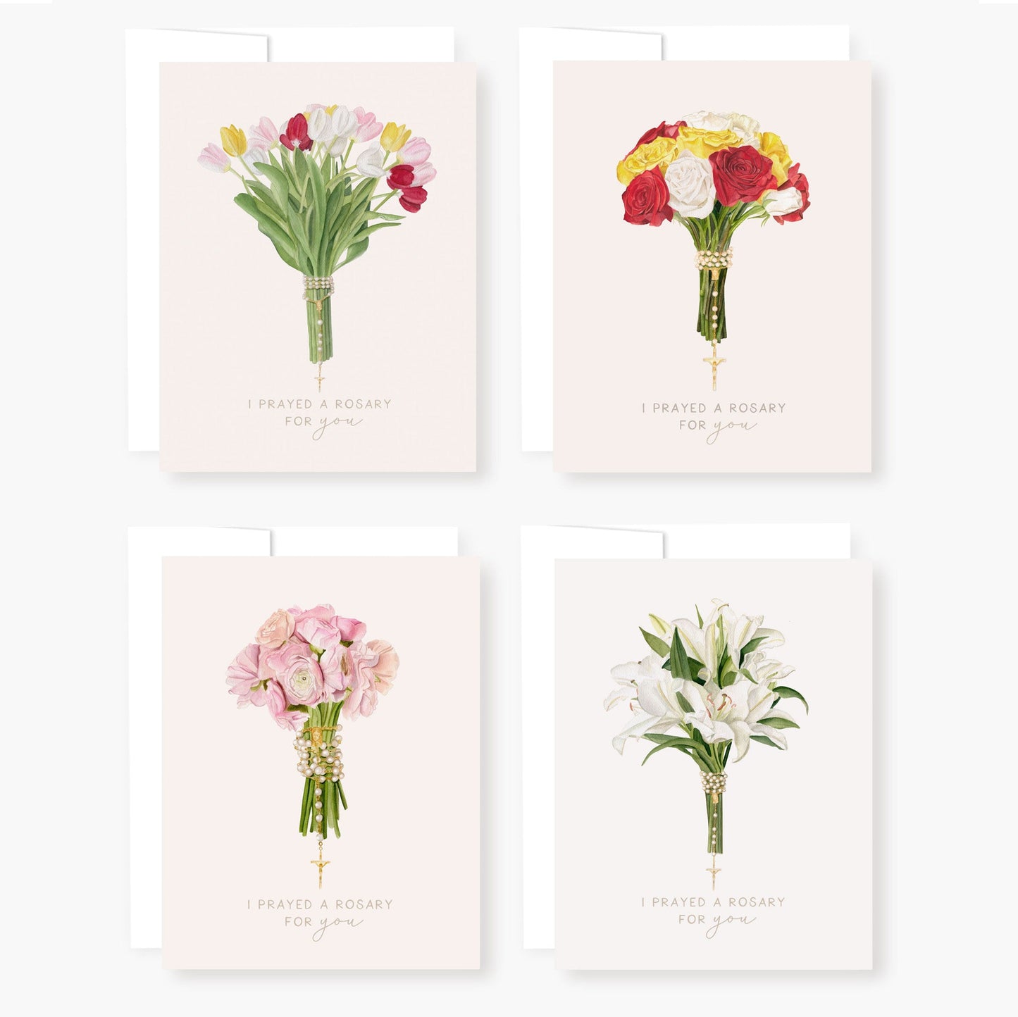 Rosary Card | Mixed Set | Bouquet | 4 Pack