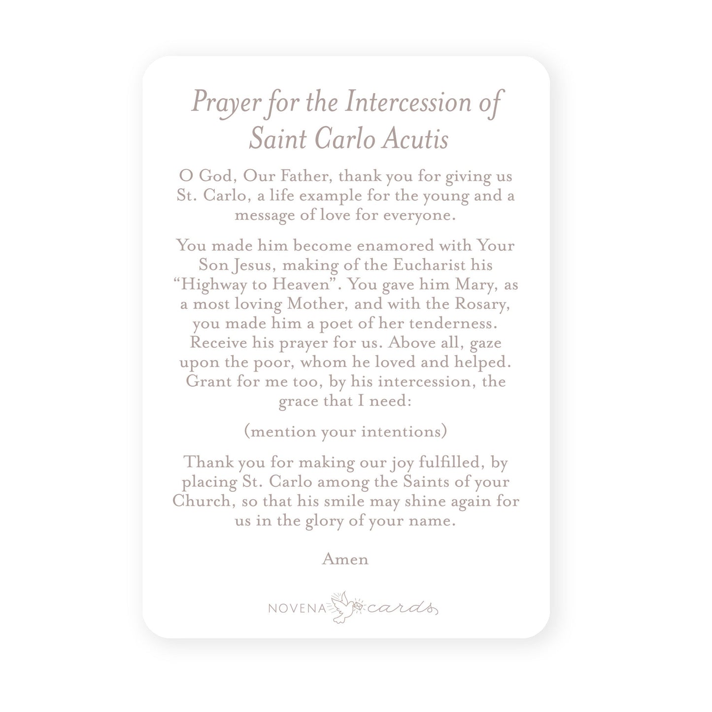 St. Carlo Acutis Prayer Card | Blue