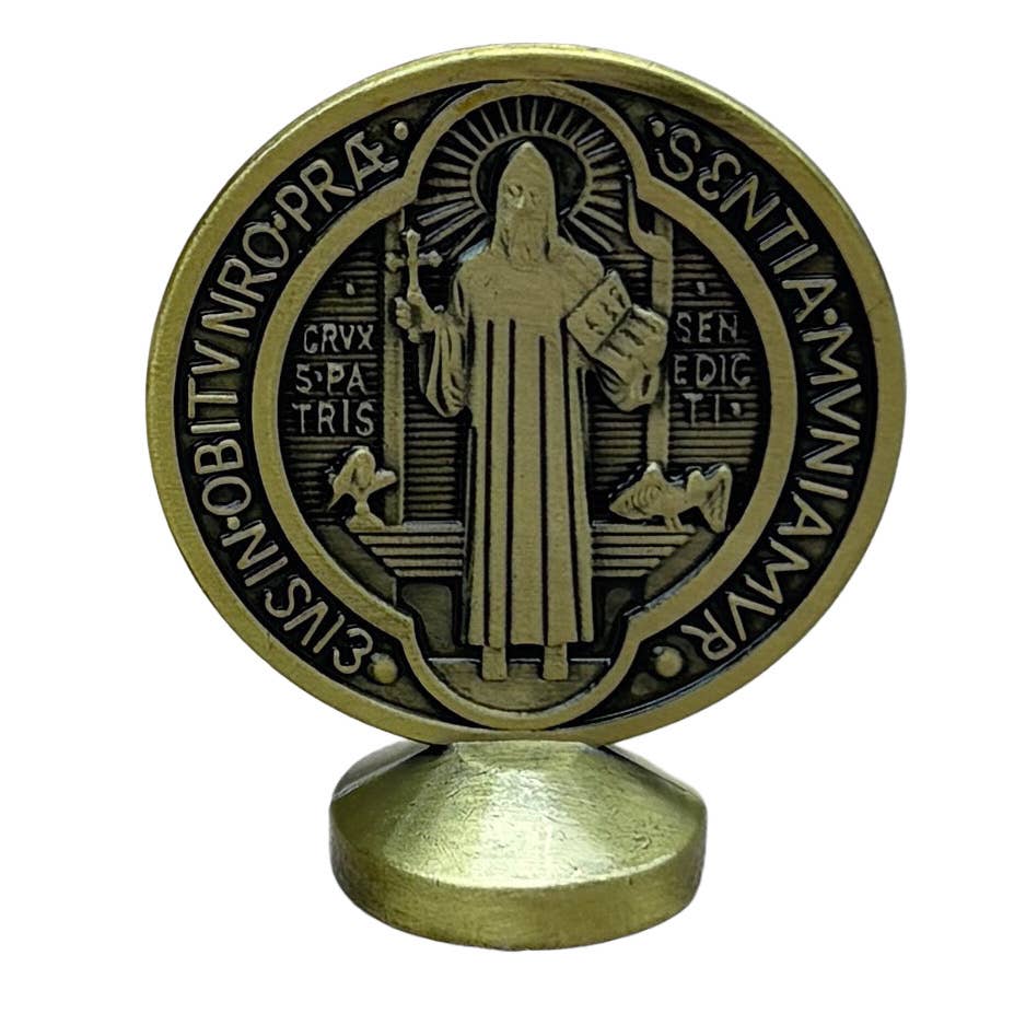 St. Benedict Medal Statuette Chrome   2.25”