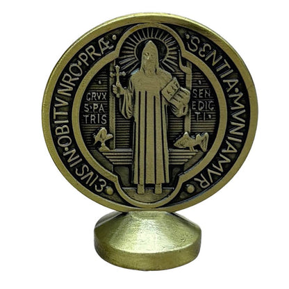 St. Benedict Medal Statuette Chrome   2.25”