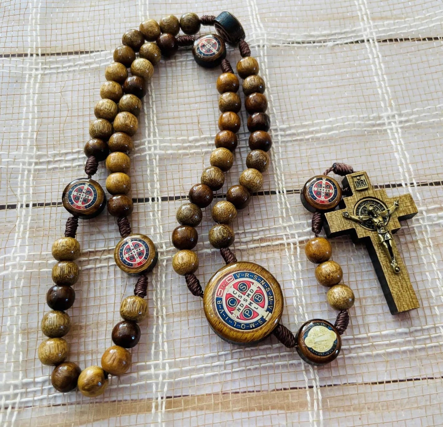 St Benedict Wooden Rosary  