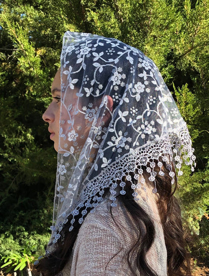 Cherry Blossom Church Veil - GRAY 48″ x 13"