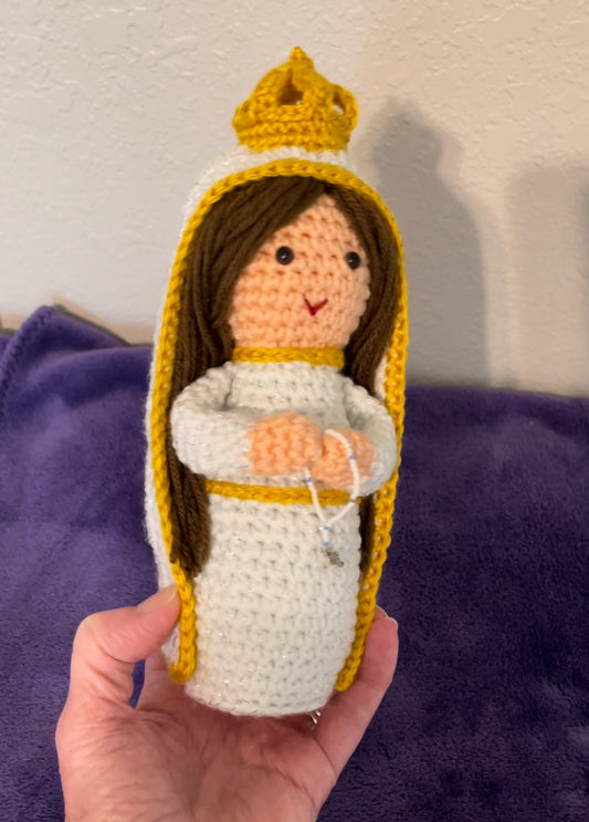 Crocheted Our Lady of Fatima doll