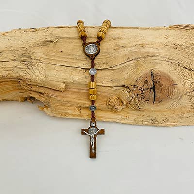 ST BENEDICT Wooden Rosary (18")