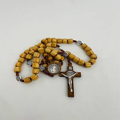 ST BENEDICT Wooden Rosary (18")