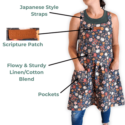 Black Floral Catholic Christian Bible Scripture Apron
