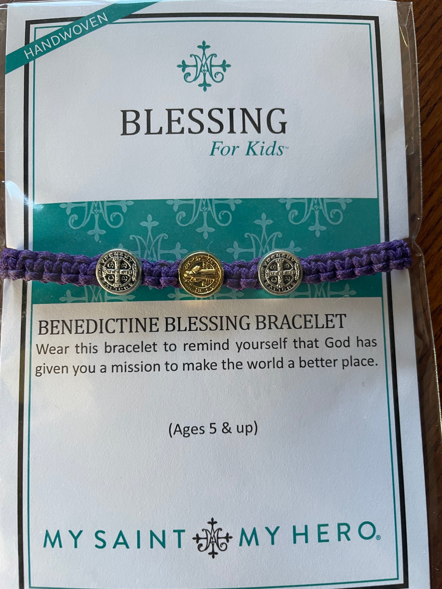 Blessing Bracelet Purple Benedictine Bracelet for Kids