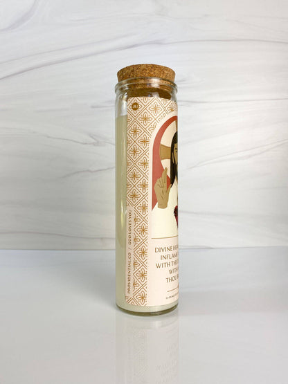 “Smells like a prayer” Candle: Sacred Heart of Jesus Votive: Coconut Soy – Chrism