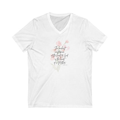 V-Neck Tee - Quote on Motherhood by St. Therese of Lisieux