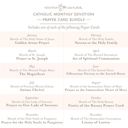 Catholic Monthly Devotion Prayer Card Bundle
