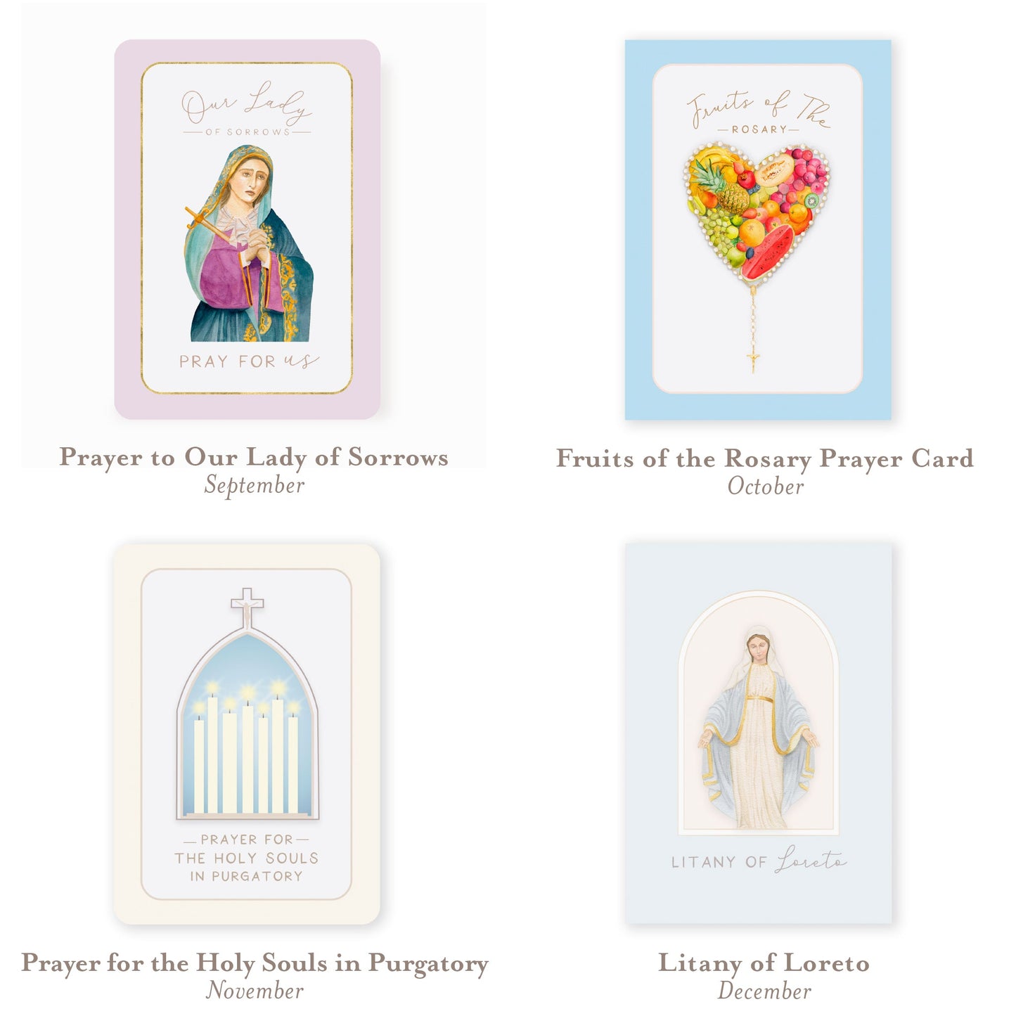 Catholic Monthly Devotion Prayer Card Bundle