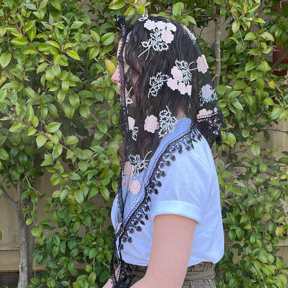 Mystic Rose Veil  -BLACK            60" x 22"