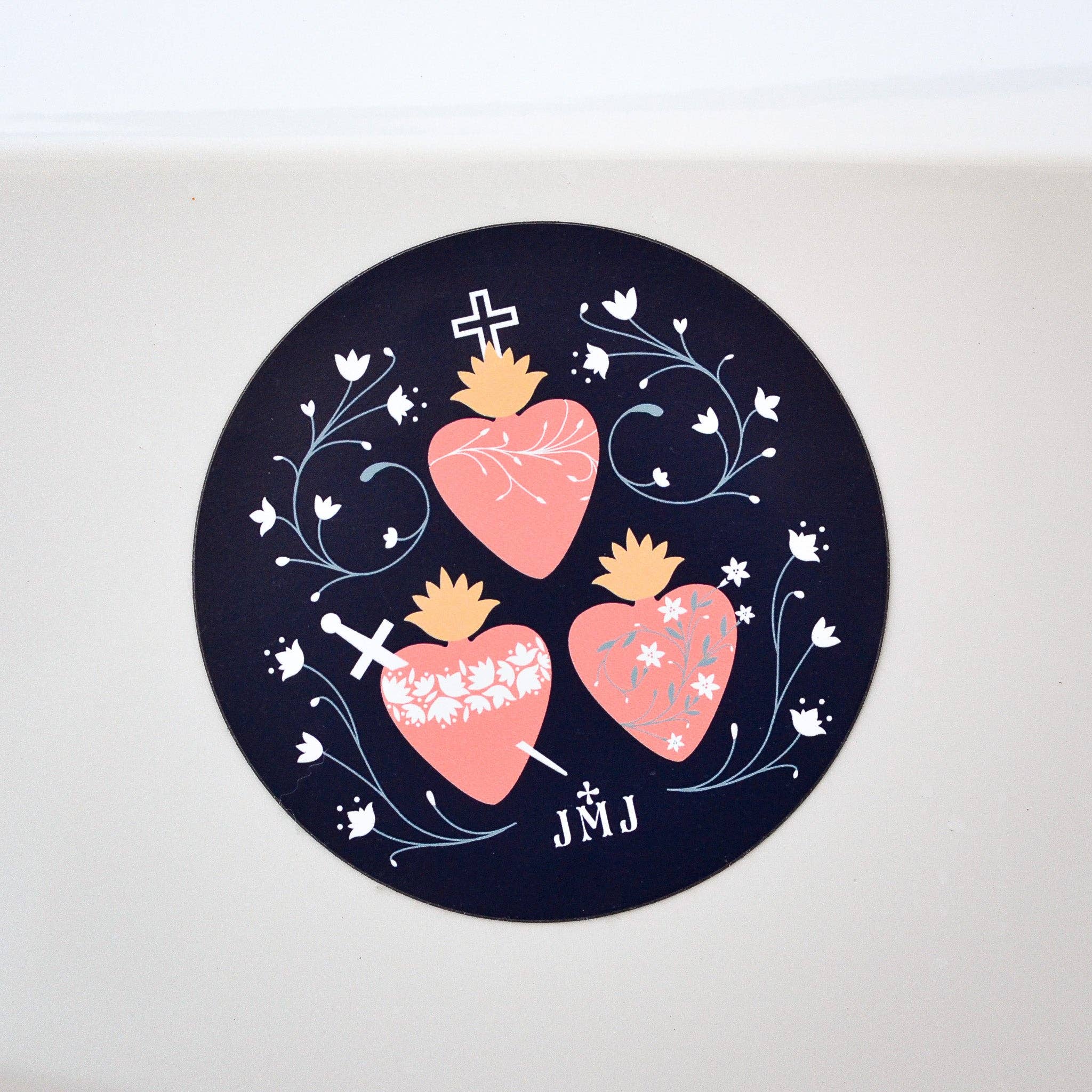 Holy Family Hearts Car Magnet – Simple Catholic Designs