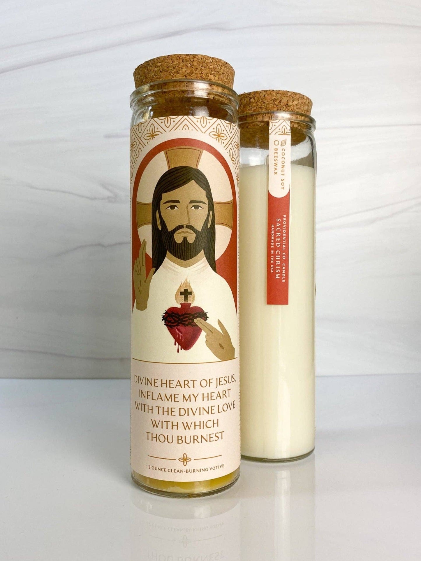 “Smells like a prayer” Candle: Sacred Heart of Jesus Votive: Coconut Soy – Chrism