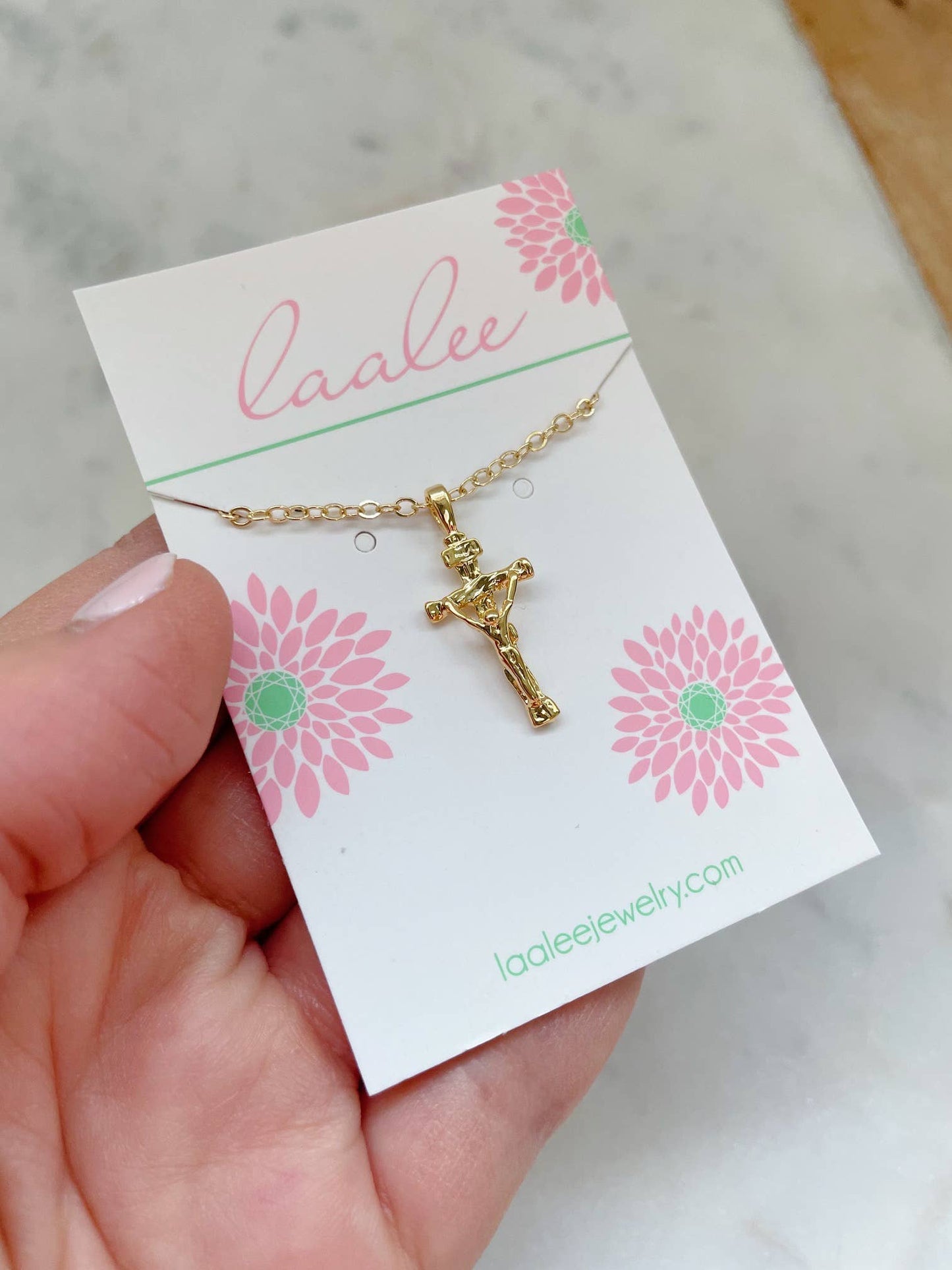 Gold Crucifix Necklace, Cross Jewelry, Christmas Christian: 15"(choker)