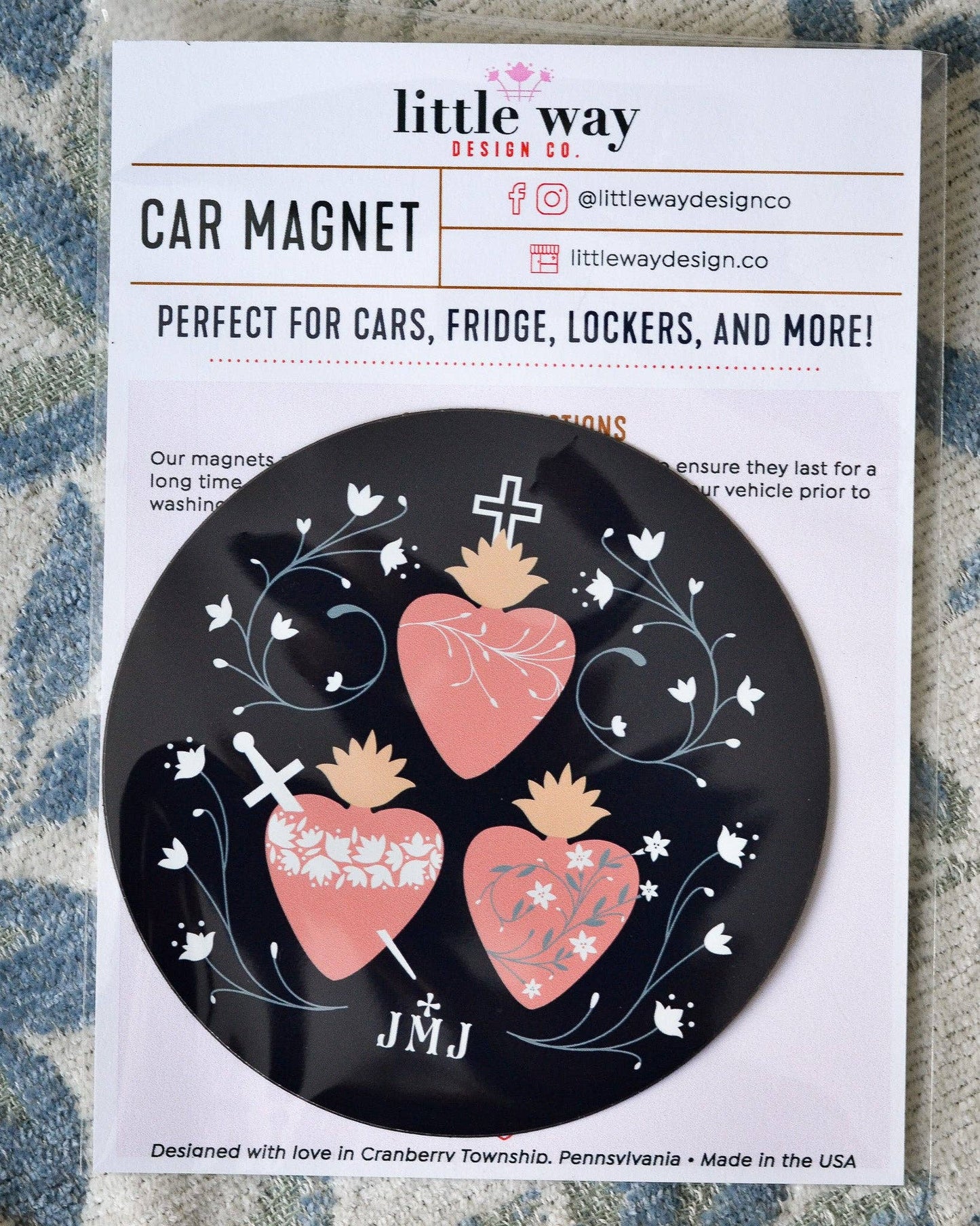 Holy Family Hearts Car Magnet