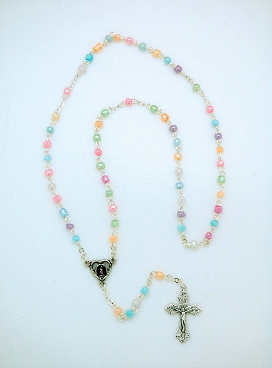 Multicolored Tiny Glass Pearl Rosary